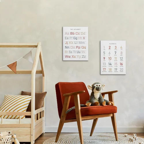 Vista 4 de HRQKO Juego de lienzo de arte de pared del alfabeto y números para guardería de 2 piezas, arte enmarcado para decoración de habitación de niños