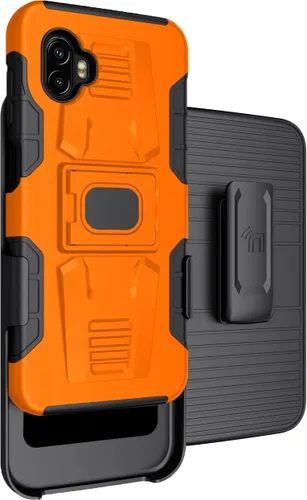 Vista 10 de Funda con clip para Galaxy XCover 6 Pro, Nakedcellphone Funda de agarre de anillo resistente con soporte [placa de montaje integrada]
