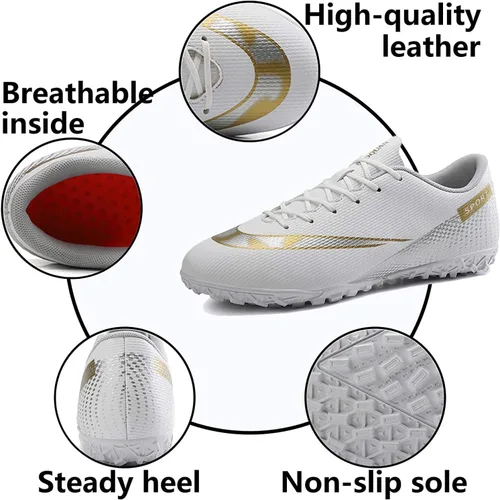 Vista 3 de YDVXBE Zapatos de fútbol para hombre, zapatos de fútbol juveniles, zapatos de fútbol para adultos, tenis profesionales TF para entrenamiento