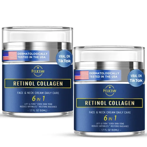 Vista 9 de Felicemy Crema facial 6 en 1 para hombres, humectante facial para hombres, crema facial antienvejecimiento para hombres con retinol colágeno y ácido