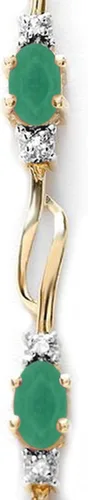 Vista 3 de Galaxy Gold GG Pulsera de tenis de oro macizo de 14 quilates con esmeraldas naturales y diamantes naturales