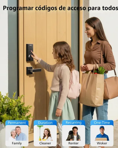 Vista 6 de Philips Cerradura de puerta inteligente WiFi con asa, control remoto con aplicación WiFi integrada, cerraduras de puerta de entrada sin llave
