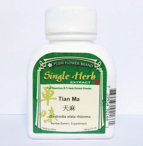 Vista 2 de Gastrodia Elata Rhizome / Tian Ma Extracto Polvo 3.53 oz Plum Flower