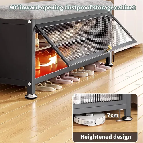 Vista 5 de Hall Tree with Bench and Shoe Storage, 4 in 1 Coat Rack with Shoe Bench with Hooks, Freestanding Entrance Storage Cabinet for Hallway for Hallway