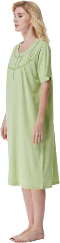 Vista 6 de Keyocean - Camisón de algodón para mujer, suave, cómodo, ligero, manga corta, vestido de casa, ropa de dormir, ropa de sala para verano.