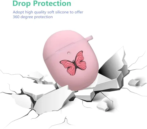 Vista 5 de Funda para Google Pixel Buds Pro 2022, bonita funda de silicona suave con diseño de mariposa de dibujos animados, funda de carga para auriculares