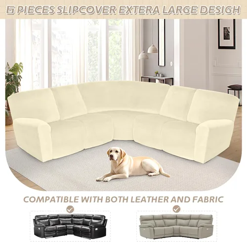 Vista 469 de Arfntevss Fundas de sofá seccional reclinable de terciopelo, Funda de sofá seccional de esquina para sofá reclinable, Funda elástica suave