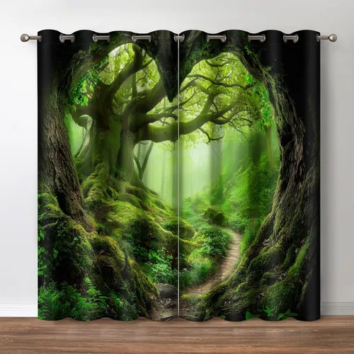 Vista 10 de Aimego Cortinas opacas abstractas con ojales para ventana, para el hogar, dormitorio, sala de estar, 2 paneles (42 x 54 pulgadas)