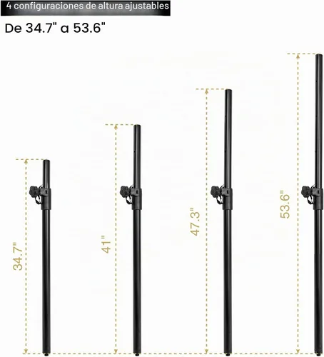 Vista 4 de Sound Town Paquete de 2 subwoofer/altavoces de altura ajustable (35-54 pulgadas) con rosca M20, capacidad de carga de 132 libras, negro (STSDA-M54B)