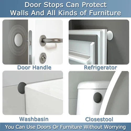 Vista 6 de Topes de Puerta Protector de Pared Protector Amortiguador Pomo de Puerta Mango de Puerta Parachoques Autoadhesivo Silenciador Goma Suave Almohadilla