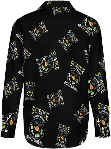 Vista 6 de Science Like Magic - Camisa de manga larga con botones para mujer, blusa casual para trabajo