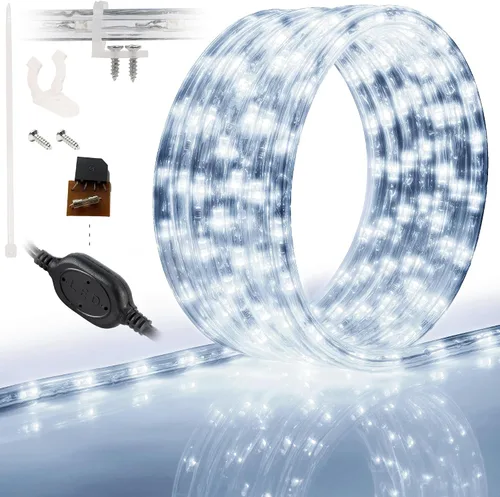 Vista 15 de Cuerda de luces LED de 10 pies, permanente, impermeable, conectable, flexible, con tubo de PVC transparente, certificado ETL, iluminación festiva