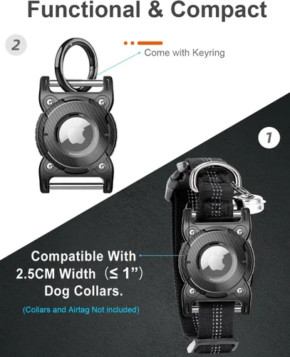 Vista 4 de ONEONTA Airtag - Soporte para collar de perro Airtag para perro impermeable – Soporte Airtag para collar de perro con lazo de metal extraíble, TPU