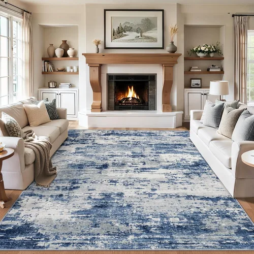 Vista 14 de Area Rugs - Alfombra para sala de estar, 4 x 6, lavable, moderna, abstracta, suave, neutra, antideslizante, grande para interiores, resistente a