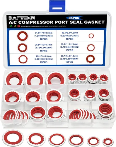 Vista 10 de Kit de 85 arandelas de sello de compresor de A/C, 6 tamaños de aire acondicionado, reparación de juntas de puerto de compresor de aire