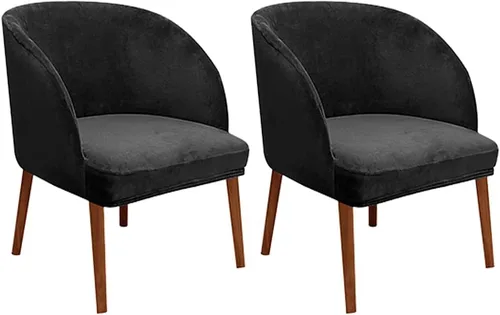 Vista 35 de Juego de 2 fundas de terciopelo elástico para sillas de comedor, con respaldo curvo moderno, protector de silla para sala de estar, dormitorio, Beige