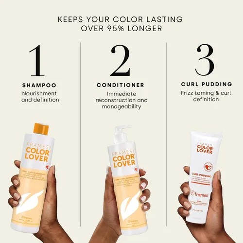 Vista 5 de FRAMESI Color Lover Curl Define Shampoo - Champú hidratante definidor de rizos para cabello rizado tratado con color, sin sulfatos, fórmula vegana