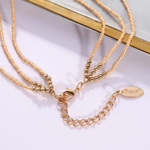 Vista 5 de Bocar Collar para mujer, collar de cuentas de 3 capas, joyería de moda, regalos de fiesta para ella