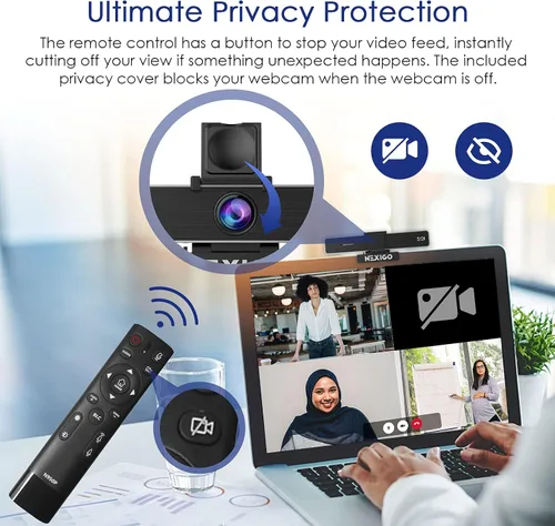 Vista 8 de NexiGo Certificada para Zoom, N950P (Gen 2) Cámara Web Zoomable 4K, Control Remoto RF, Sensor Sony_Starvis, Zoom Digital 5X, Cámara Web Profesional
