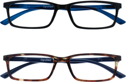 Vista 24 de OPULIZE SEE - Gafas de lectura con bloqueo de luz azul para mujeres y hombres, marco estrecho, bisagras de resorte, anteojos de juegos para negro