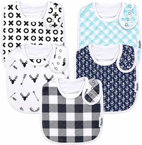 Vista 9 de KiddyStar Organic Cotton Baby Drool Bibs Soft, Adjustable, Absorbent, Unisex Teething Bandana Bibs for Babies
