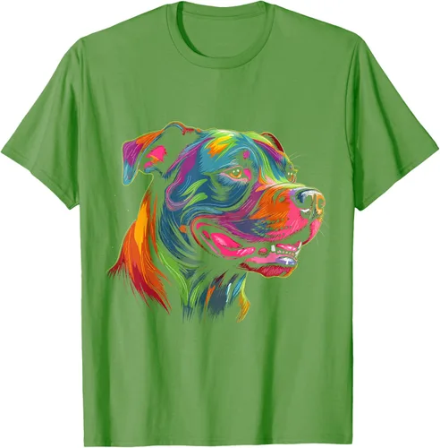 Vista 17 de Pit Bull Mom Dog Lover Colorido Artistic Pitbull Owner - Camiseta para mujer, Negro