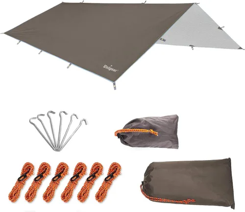 Vista 11 de Unigear Hamaca Rain Fly Impermeable Tienda de campaña Lona para mochileros Lightweight Tent Tarp with UV Protection, 9.8-16.5 ft Size Options