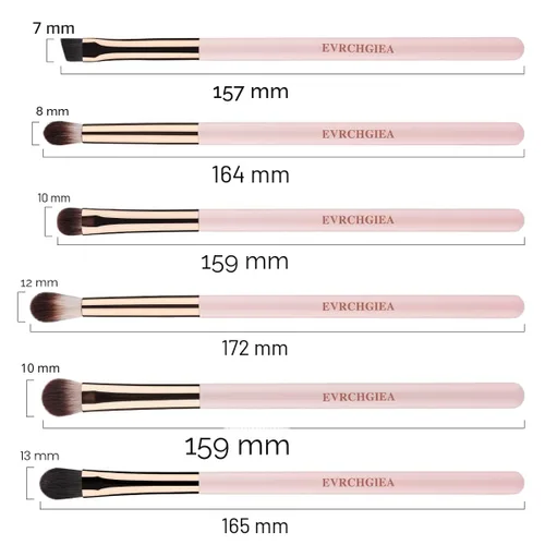 Vista 2 de Juego de brochas de maquillaje de ojos, 6 brochas de maquillaje profesionales para sombra de ojos para corrector de cejas, delineador de ojos Rosa