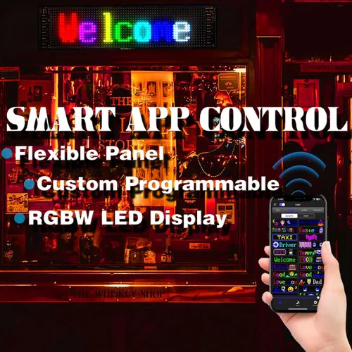 Vista 2 de Letrero LED de desplazamiento para automóvil, letrero LED flexible para automóvil USB 5V con control de aplicación Bluetooth, texto/animación