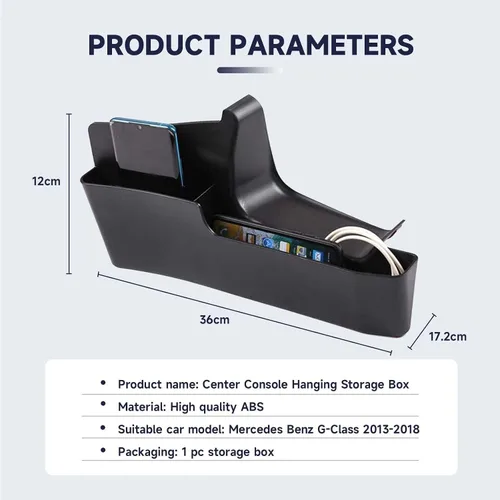 Vista 2 de TOYCIDFG Caja de almacenamiento colgante para consola de cambio de marchas, bandeja organizadora lateral compatible con Mercedes Benz Clase G