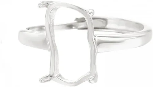 Vista 8 de Base de anillo ajustable de plata de ley 925 para anillo de piedra irregular de 0.276 x 0.551 in, ajuste en blanco, fabricación de joyas, regalo