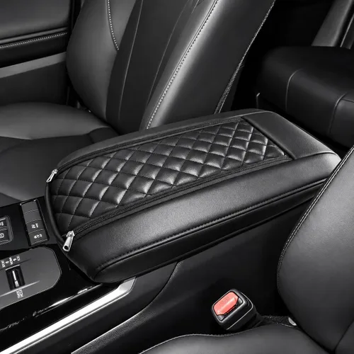 Vista 62 de Great-luck Funda de cuero para consola central, almohadilla para reposabrazos, accesorios de cubierta de caja (costuras rojas) para BMW X1 2023 2024