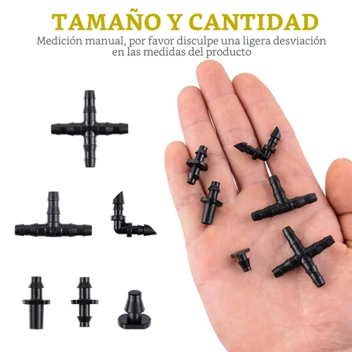 Vista 5 de Kit de 280 piezas de conectores con púas para accesorios de riego, conectores con púas de riego por goteo de 1/4'' kit de accesorios de tubería