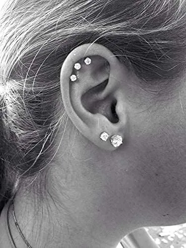 Vista 5 de MODRSA 20g 16g Cartilage Earrings for Women Silver Gold Helix Piercing Jewelry Surgical Steel Hypoallergenic Flat Back Earrings Cartilage Hoop for