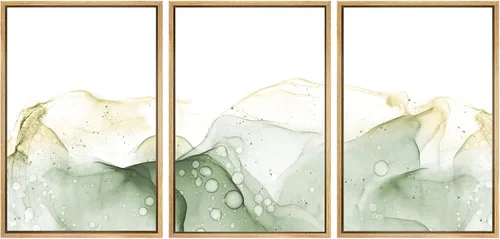 Vista 43 de SIGNWIN Lienzo enmarcado para pared, juego de arte sereno de pantanos con humedales verdes e ilustraciones de agua tranquila, arte moderno