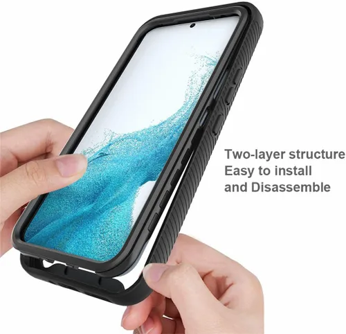 Vista 8 de Funda para Galaxy A24, Galaxy A24 4G, delgada, de cuerpo completo, resistente, elegante, protectora híbrida 3 en 1 con protector de pantalla Negro