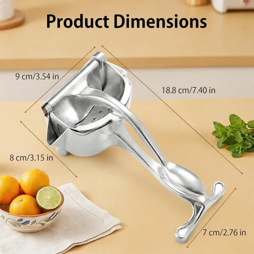 Vista 7 de Exprimidor manual de hierro fundido resistente, exprimidor de jugo de frutas de acero inoxidable para limón y naranja, exprimidor de prensa
