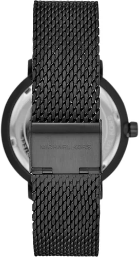 Vista 2 de Michael Kors Blake Reloj de acero inoxidable de tres manillas con correa de cuero Negro