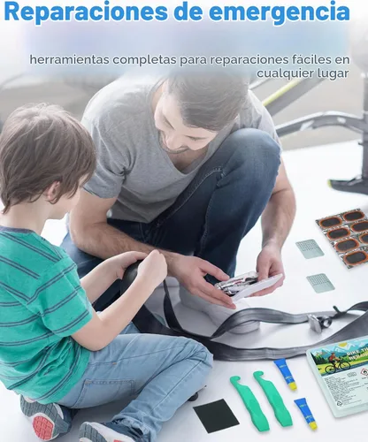 Vista 4 de Kit de reparación de neumáticos de bicicleta, kit de reparación de neumáticos de bicicleta con palancas de neumáticos de bicicleta de alta
