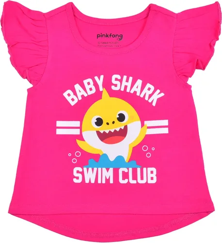 Vista 2 de Nickelodeon Baby Shark - Conjunto de camiseta, camiseta sin mangas y pantalones cortos para bebés y niños pequeños, rosa, azul o multicolor, grisazul