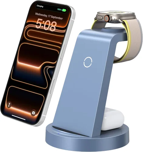 Vista 12 de Anlmz 3 in 1 Charging Station for iPhone, Wireless Charger for iPhone 17 16e 16 15 14 13 12 11 X Pro Max & Apple Watch - Wireless Charging Station