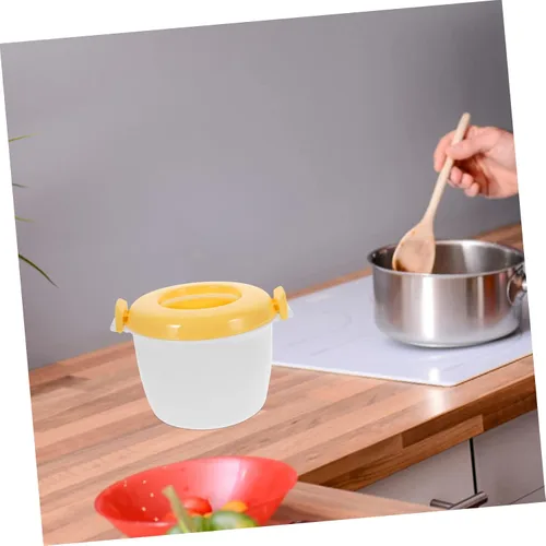 Vista 2 de Hemoton Mini microondas microondas arrocera olla olla de alimentos recipiente de vapor cocina con tapa portátil microondas utensilios de cocina
