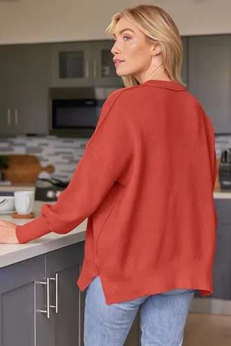 Vista 227 de Lillusory - Suéter extragrande con mangas de murciélago y cuello redondo para mujer, prenda moderna de otoño de tejido de punto sin botones