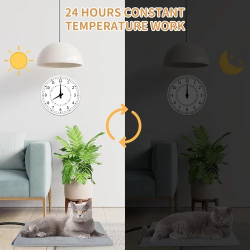 Vista 3 de Almohadilla térmica para mascotas para gatos y perros pequeños, cama climatizada para gatos, control automático de temperatura, almohadillas