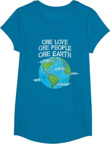 Vista 37 de Vintage One Love One People Planet Cambio climático Día de la Tierra Camiseta Negro