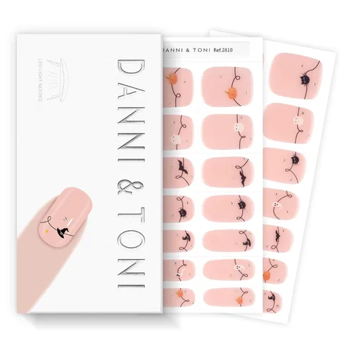 Vista 40 de DANNI & TONI Tiras de uñas de gel semicuradas, color rosa champán, ojos de gato, 28 calcomanías de regalo para mujer Aqua Ripple