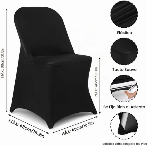 Vista 6 de Fixwal 12 fundas elásticas para sillas plegables de elastano, universales, ajustables, lavables, para comedor, fiesta, boda, banquete y decoración