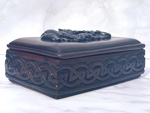 Vista 2 de Caja de abalorios de elefante con tapa para recuerdos de joyería, decoración familiar de elefantes Feng Shui, escultura de resina marrón de 6