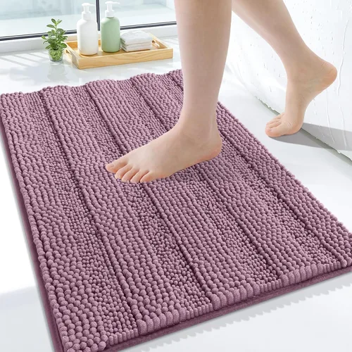 Vista 70 de Grandaily Alfombras de baño de felpilla a rayas de 24 x 16 pulgadas, extra gruesas y suaves, absorbentes, parte trasera de goma, alfombra de ducha