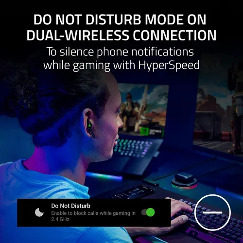 Vista 5 de Razer Nuevos auriculares inalámbricos Hammerhead Pro HyperSpeed para PC, Playstation, Switch, móvil ANC ajustable - Funda de carga inalámbrica